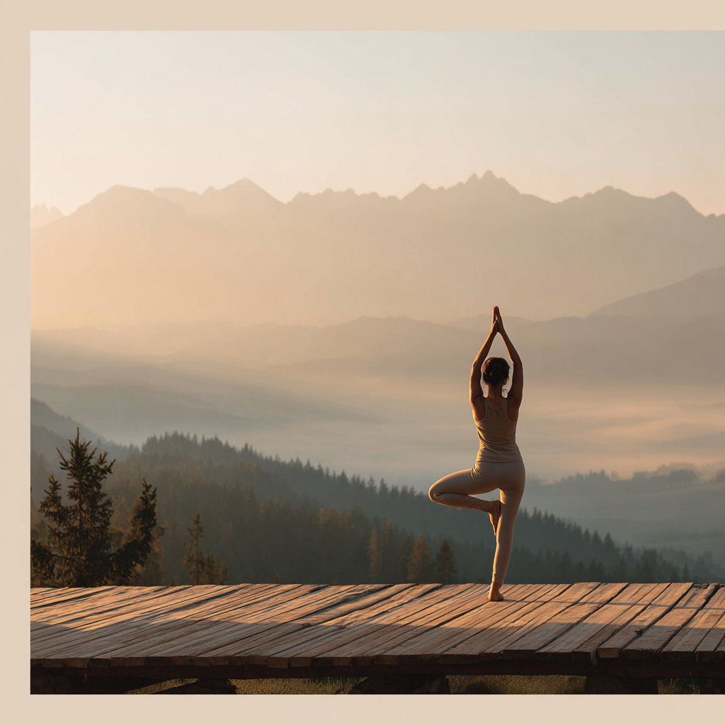 Жінка практикує йогу на природі